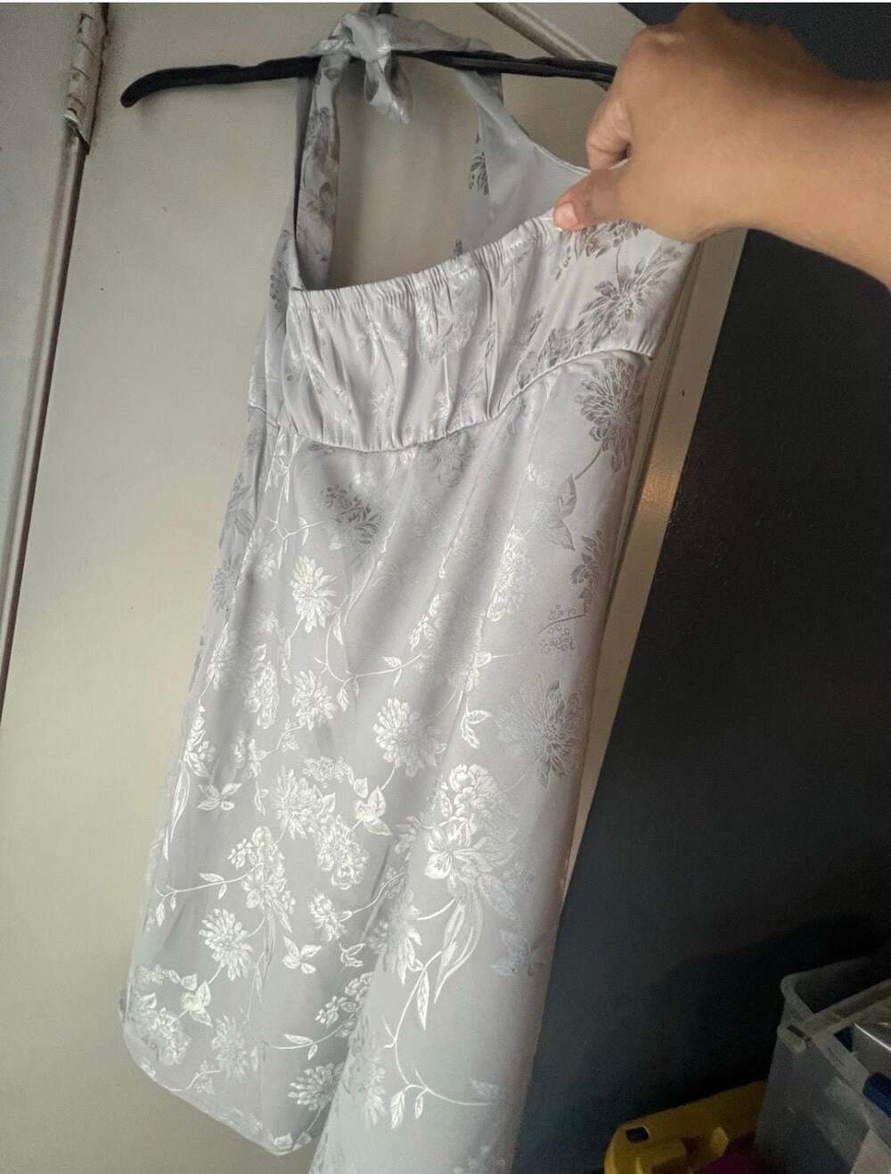 Wild Fable Floral Satin Halter Mini Dress Size L - Picture 4 of 10